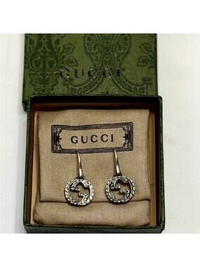 NWT Gucci Interlocking G Silver Sterling Earrings Full Set